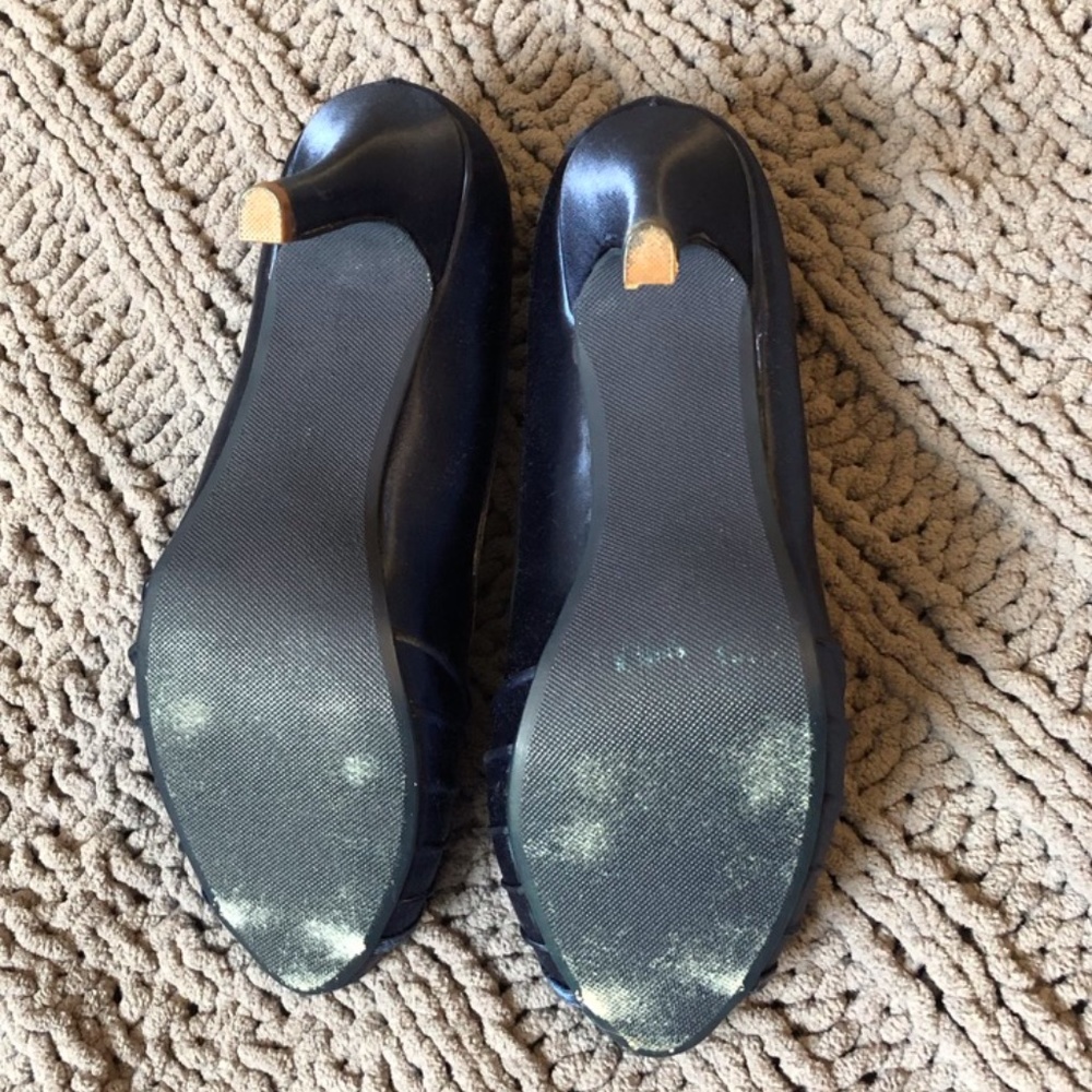 Blue Satin Heels With Rhinestone Decor - Picture 8 of 8